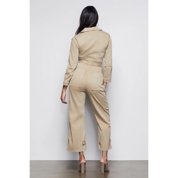 COPY - Good American The On Duty Tie Waist Jumpsuit in Khaki Tan Size 1 (Small) - Picture 2 of 10